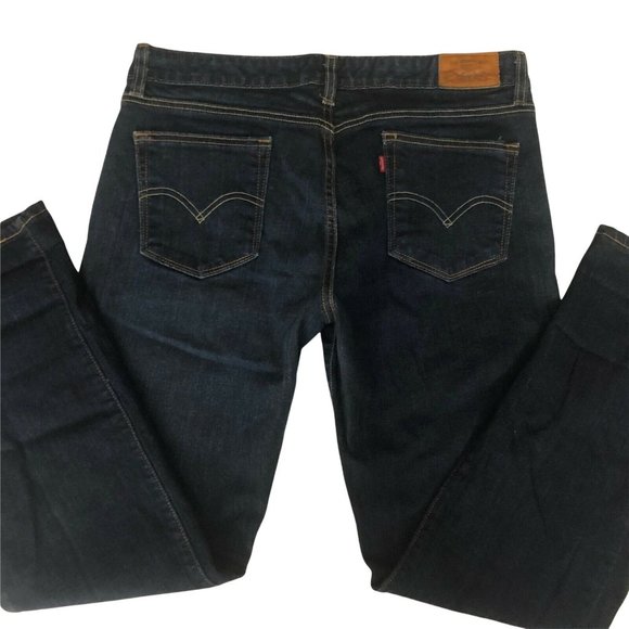 Levi's 552 Mid-Rise Straight Dark Wash Denim Jeans Stretch 33"x30"  Women's 16M - Picture 1 of 8